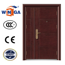 Madera de color marrón de gran tamaño de acero puerta de hierro de seguridad (W-SZ-02)